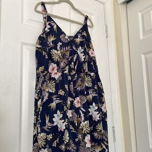 BloomChic Green and Blue Floral Jumpsuit with Spaghetti Straps